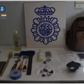 Objetos incautados por la Policía Nacional