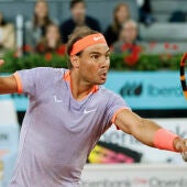 El tenista español Rafa Nadal, durante su partido ante Alex de Miñaur, de segunda ronda del Masters de Madrid.