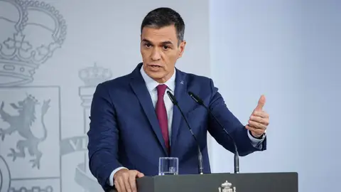 El presidente del Gobierno, Pedro Sánchez, en una comparecencia en la Moncloa El presidente del Gobierno, Pedro Sánchez, en una comparecencia en la Moncloa