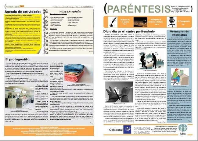 Internos de la cárcel de Badajoz ponen en marcha el 'Periódico Paréntesis' que aborda temas como la libertad de expresión Internos de la cárcel de Badajoz ponen en marcha el 'Periódico Paréntesis' que aborda temas como la libertad de expresión