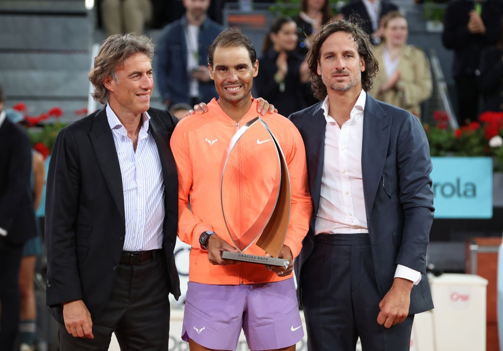 Rafa Nadal junto a Feliciano López en la despedida del manacorí del Mutua Madrid Open Rafa Nadal junto a Feliciano López en la despedida del manacorí del Mutua Madrid Open