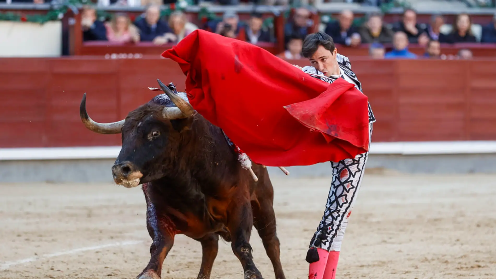 El diestro Francisco José Espada faena a su primer toro durante la tradicional corrida Goyesca/ EFE/ Fernando Alvarado