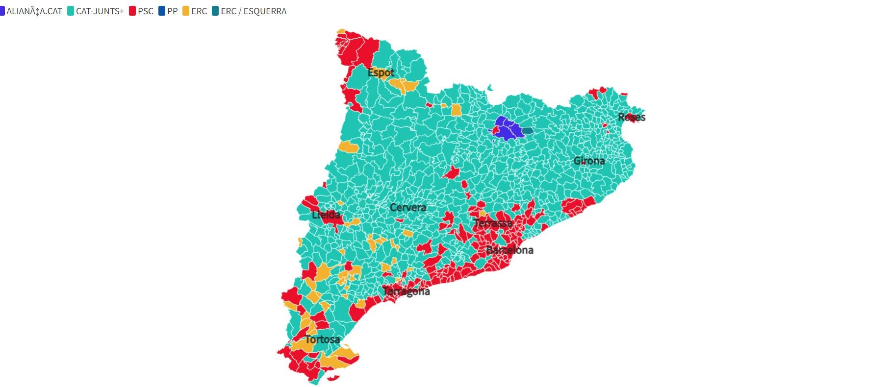 Resultados elecciones Cataluña por municipios: Junts gana en la mayoría de localidades, pero el PSC es el más votado Resultados elecciones Cataluña por municipios: Junts gana en la mayoría de localidades, pero el PSC es el más votado