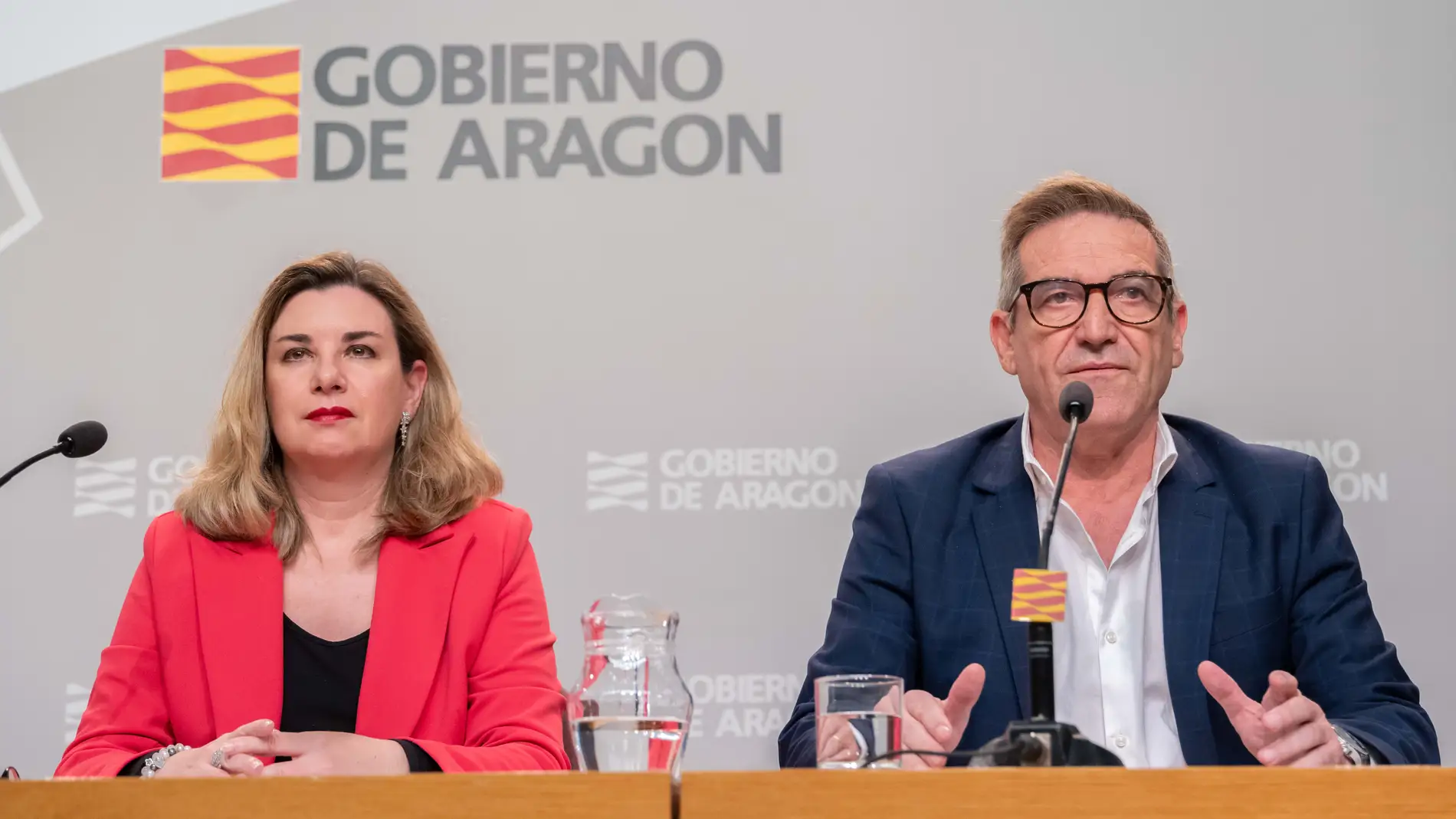 Pérez y Mallada durante la rueda de prensa en el Pignatelli