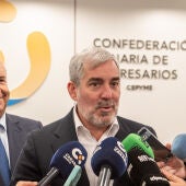 Pedro Ortega, Presidente de la Confederación Canaria e Empresarios y Fernando Clavijo, Presidente del Gobierno de Canarias