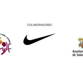 Logotipos de la Real Federación de Castilla y León de Fútbol, de Nike y del Ayuntamiento de Salamanca