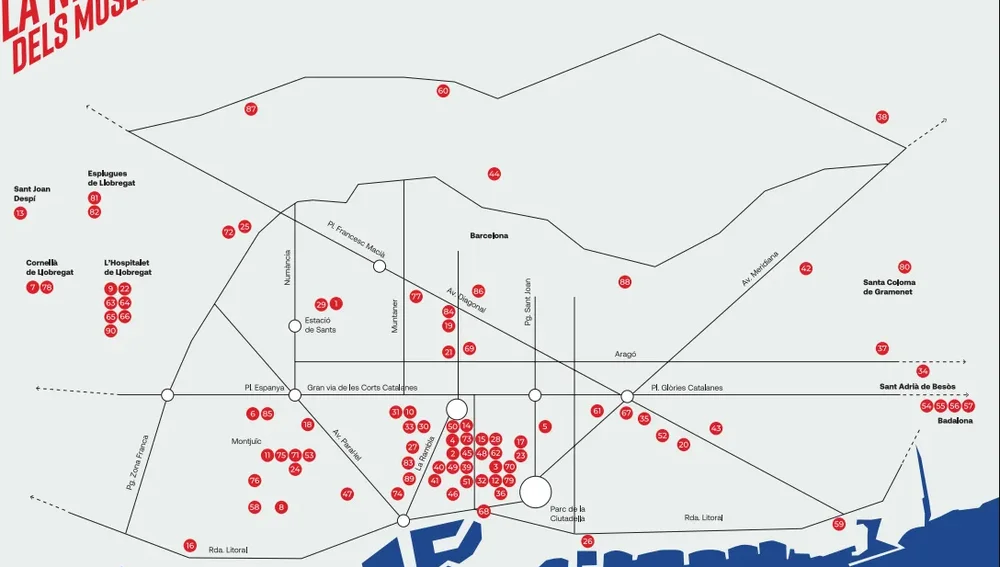 El mapa de la Nit dels Museus de Barcelona El mapa de la Nit dels Museus de Barcelona