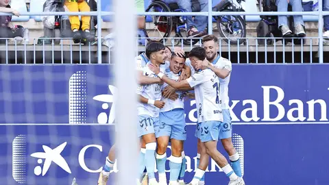 El Málaga celebra un gol en La Rosaleda El Málaga celebra un gol en La Rosaleda