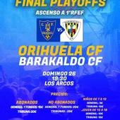 El Orihuela CF se enfrentará en la eliminatoria final de los play off de ascenso a Primera RFEF al Barakaldo, segundo clasificado del grupo II de Segunda RFEF El Orihuela CF se enfrentará en la eliminatoria final de los play off de ascenso a Primera RFEF al Barakaldo, segundo clasificado del grupo II de Segunda RFEF