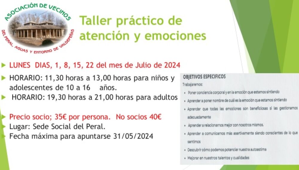 Taller práctico de atención y emociones