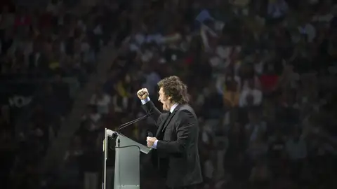 El presidente de Argentina, Javier Milei, dando un discurso. El presidente de Argentina, Javier Milei, dando un discurso.