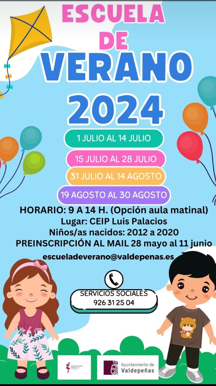 La Escuela de Verano de Valdepeñas se presenta con novedades, se elige por quincenas y suben los precios La Escuela de Verano de Valdepeñas se presenta con novedades, se elige por quincenas y suben los precios