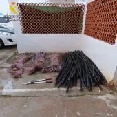 Cable de cobre que habían robado los detenidos
