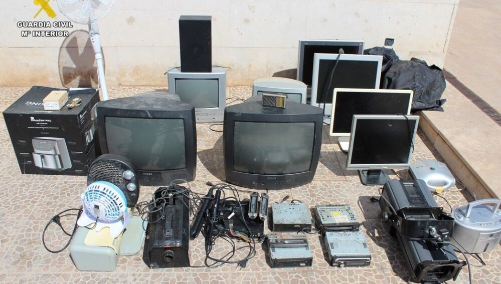 Objetos robados que fueron recuperados por la Guardia Civil