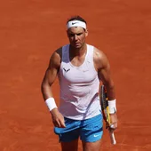 Rafa Nadal durante un entramiento en Roland Garros Rafa Nadal durante un entramiento en Roland Garros