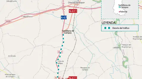 Afectación al tráfico en la autovía A-67 entre Santillana de Campos y Frómista, por el avance de las obras de la alta velocidad del tramo Palencia-Aguilar de Campoo .