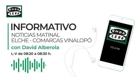 El Informativo Matinal en Onda Cero Elche se emite de lunes a viernes de 08:20 a 08:30 horas.