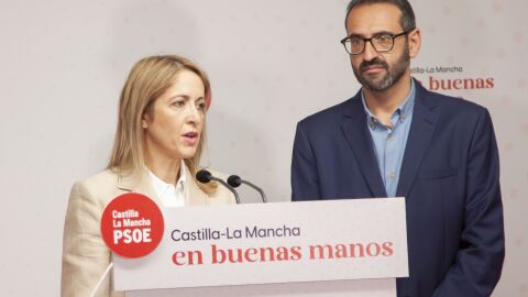 Cristina Maestre en la rueda de prensa que hoy ha ofrecido en Toledo