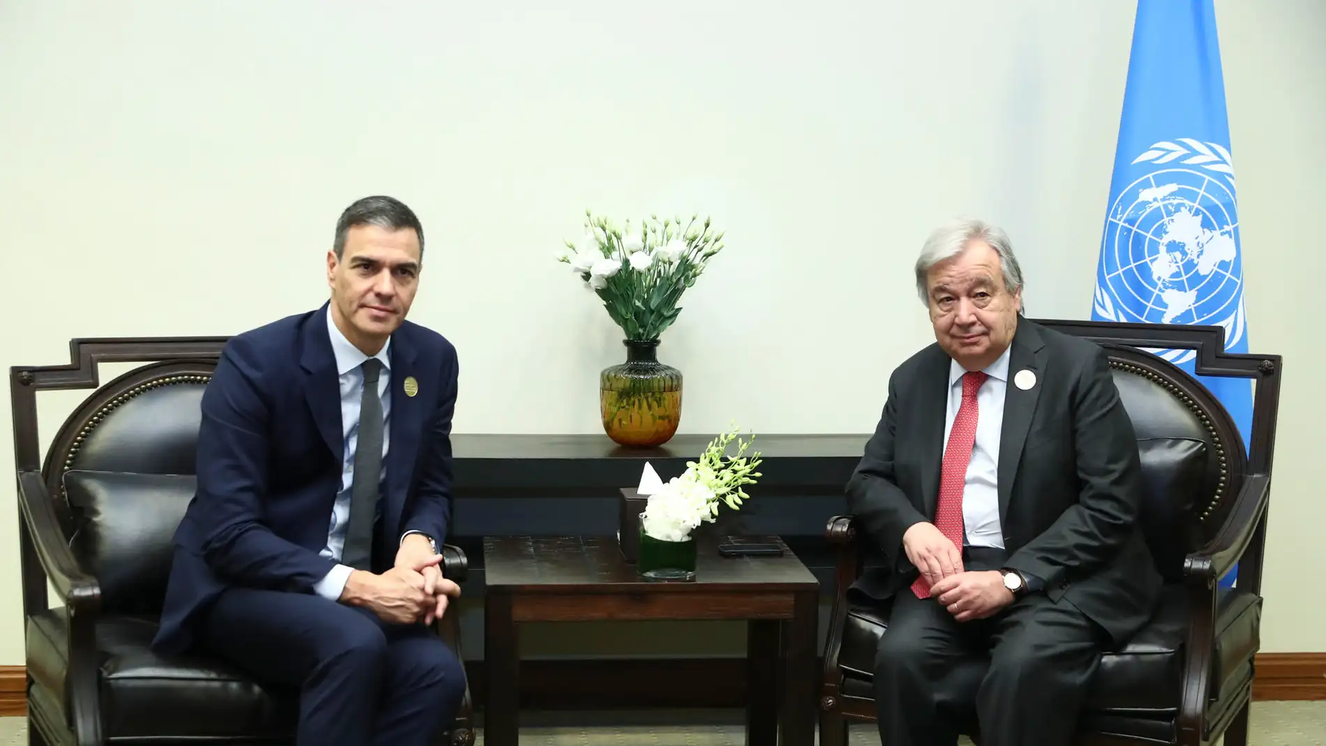 El presidente del Gobierno, Pedro Sánchez y el secretario general de la ONU, Antonio Guterres