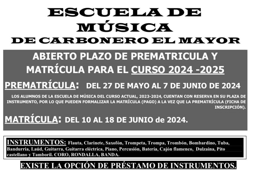 La Escuela de Música de Carbonero incorpora clases de pito castellano para el próximo curso La Escuela de Música de Carbonero incorpora clases de pito castellano para el próximo curso