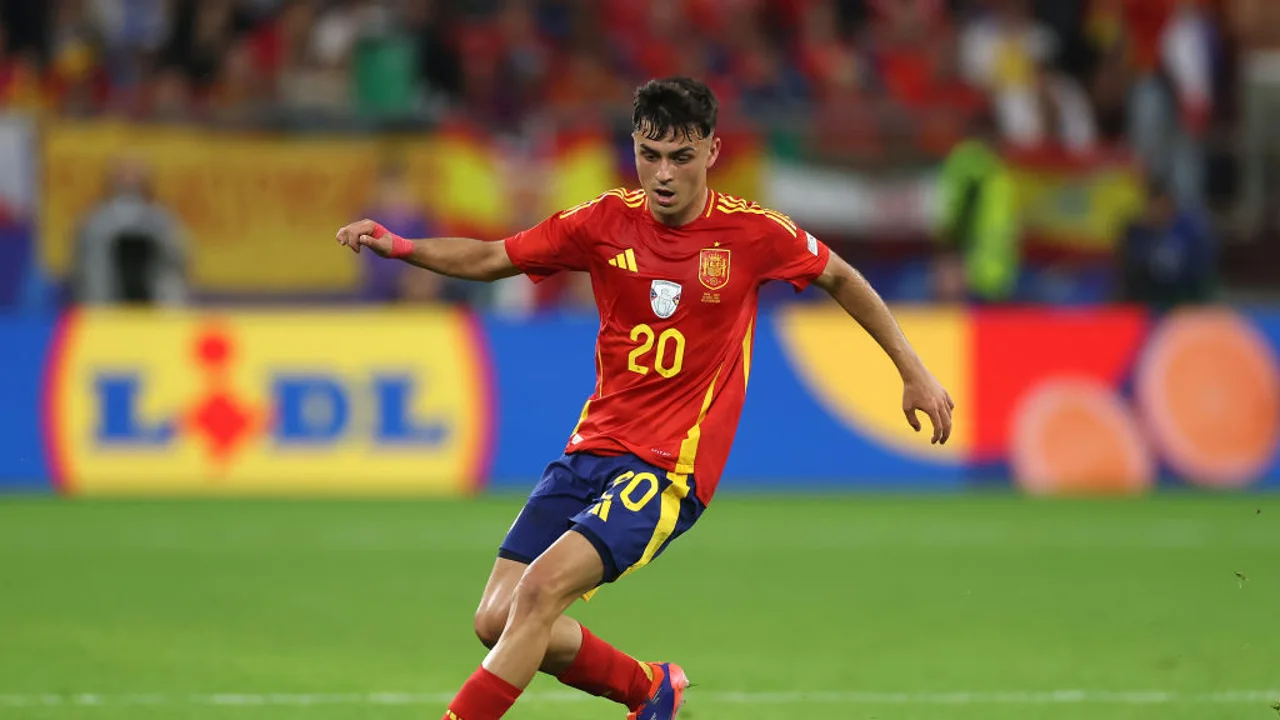 Pedri durante un partido con España en la Eurocopa 2024