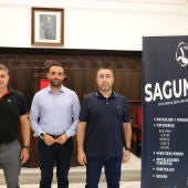 José Luis Pradas, Darío Moreno y Javier Timón, en el acto de presentación de la I Sagunto Futsal Cup