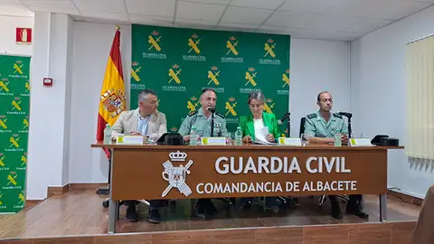 13 personas detenidas por explotación y trato de personas El coronel de la guardia civil de Albacete, Jesús Manuel Rodrigo y la delegada del gobierno de Castilla-La Mancha, Milagros Tolón.