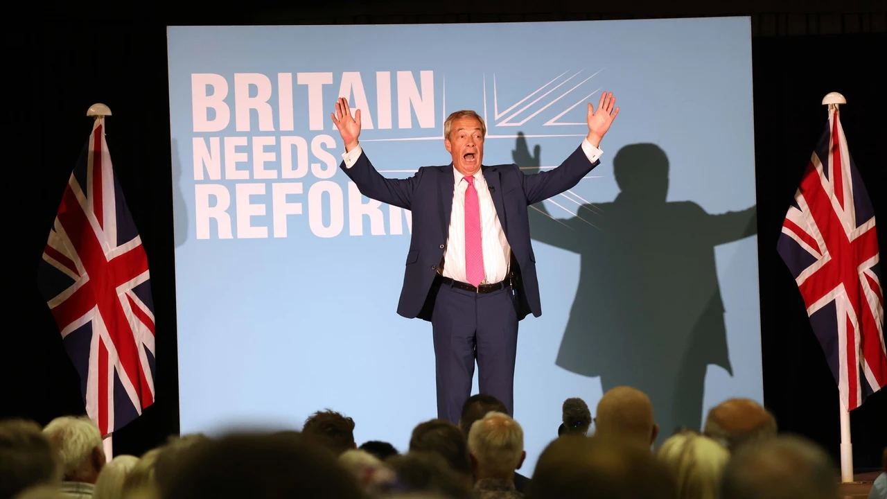 Nigel Farage, el candidato del Partido Reforma en Reino Unido.