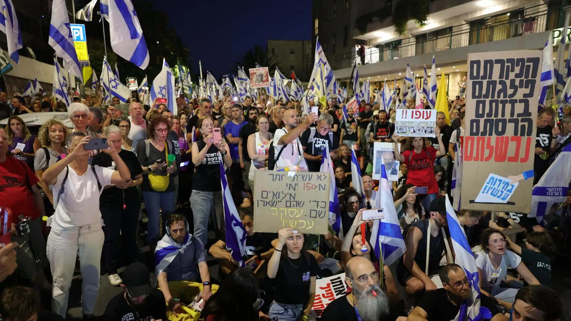 Imagen de las protestas contra Netanyahu en Israel.