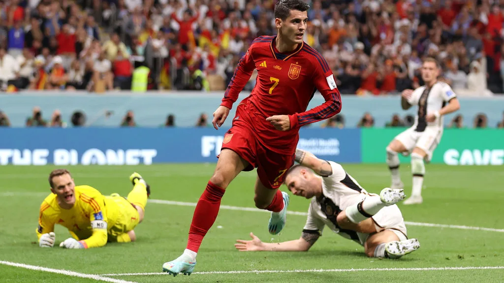 Morata celebra un gol a Alemania en el Mundial de Qatar 2022 Morata celebra un gol a Alemania en el Mundial de Qatar 2022