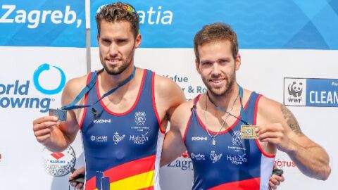 Jaime Canalejo y Javier Garc&iacute;a tras conseguir el bronce en la Copa del Mundo