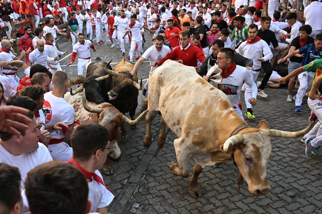 Primer encierro de San Fermín 2024: ocho trasladados por contusiones y un herido por asta de toro Primer encierro de San Fermín 2024: ocho trasladados por contusiones y un herido por asta de toro