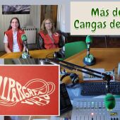 Estela, Celia y Sara (Cruz Roja) y el logotipo de La Alpargata que cumple 50 años