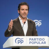 El portavoz del Partido Popular Borja Sémper, durante la rueda de prensa posterior a la reunión del Comité de Dirección del Partido Popular, este martes en Madrid