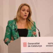 Natàlia Mas, consellera d'Economia en funcions, en plena roda de premsa