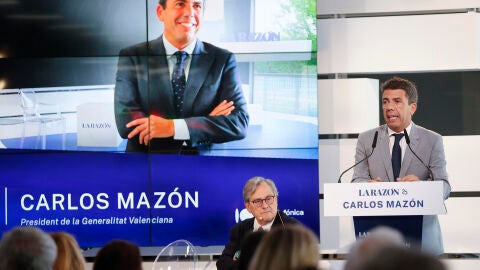 El president Mazón, en un desayuno informativo en la sede del diario La Razón en Madrid