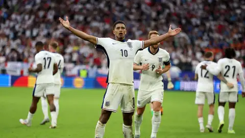Jude Bellingham celebra un gol con Inglaterra en la Eurocopa Jude Bellingham celebra un gol con Inglaterra en la Eurocopa