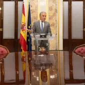 El vicesecretario de Coordinación Autonómica y Local del PP, Elías Bendodo, durante una rueda de prensa previa al pleno extraordinario en el Congreso de los Diputados, a 11 de julio de 2024, en Madrid (España). El vicesecretario de Coordinación Autonómica y Local del PP, Elías Bendodo, durante una rueda de prensa previa al pleno extraordinario en el Congreso de los Diputados, a 11 de julio de 2024, en Madrid (España).