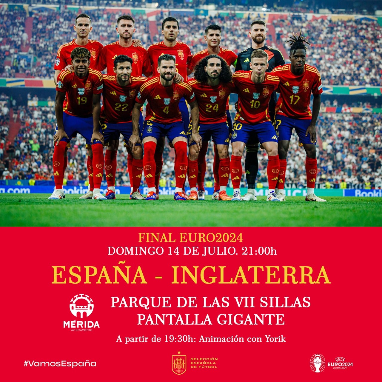 Mérida instalará una pantalla gigante en el parque de las Siete Sillas para la final de la Eurocopa Mérida instalará una pantalla gigante en el parque de las Siete Sillas para la final de la Eurocopa