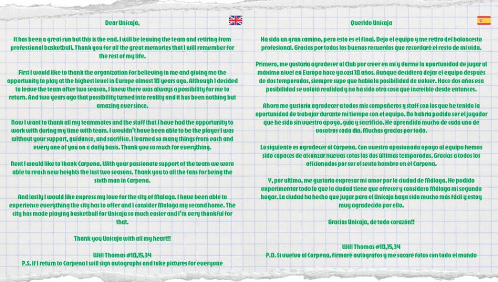 Carta de Will Thomas