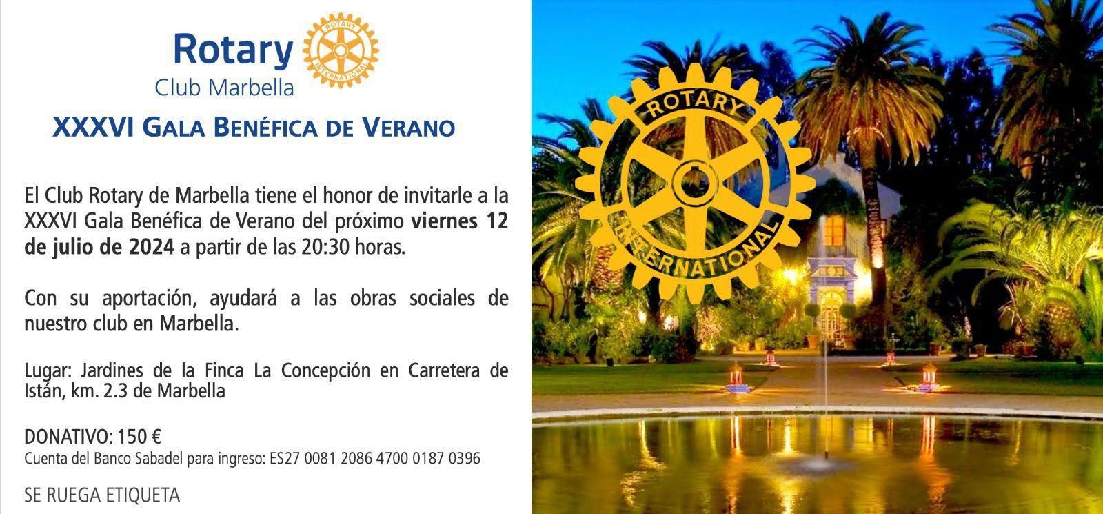 Club Rotary Marbella celebra el 12 de julio su anual gala benéfica Club Rotary Marbella celebra el 12 de julio su anual gala benéfica