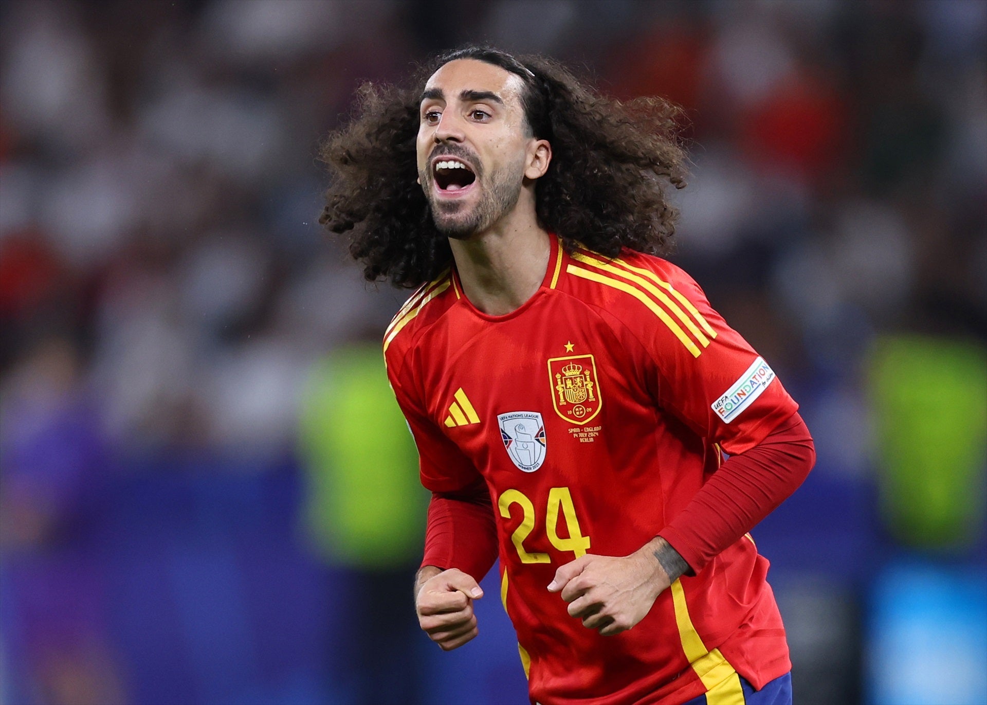 Marc Cucurella durante la final de la Eurocopa en Berlín. Marc Cucurella durante la final de la Eurocopa en Berlín.