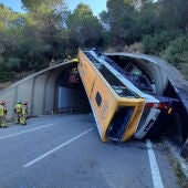 Accidente de autobús en la C-32 en Barcelona