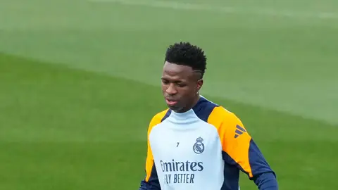 Vinicius Junior durante un entrenamiento en Valdebebas