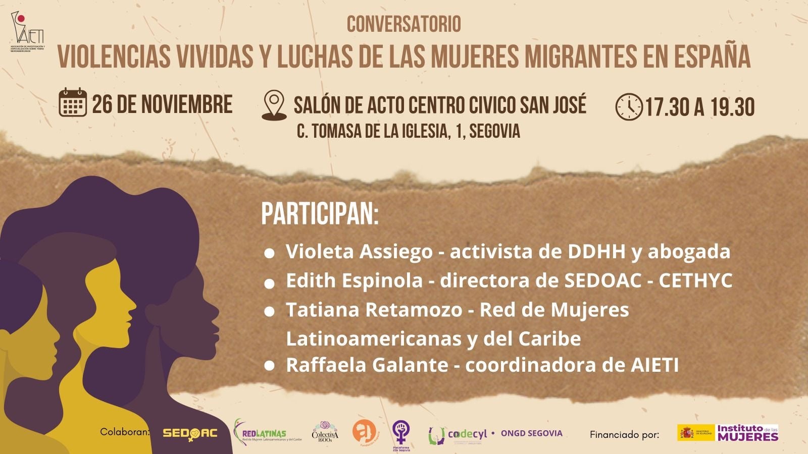 El Centro Cívico San José acoge esta tarde una jornada sobre violencias a mujeres migrantes El Centro Cívico San José acoge esta tarde una jornada sobre violencias a mujeres migrantes