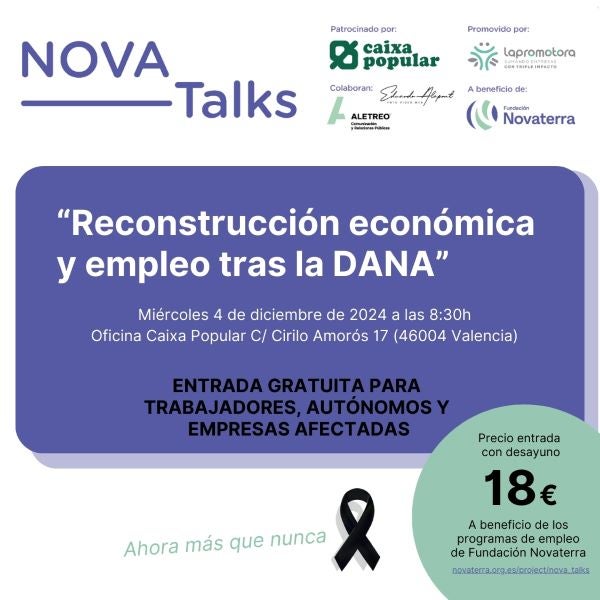 Fundació Novaterra i Lapromotora organitzen, amb Caixa Popular, una jornada sobre les ajudes de la Dana Fundació Novaterra i Lapromotora organitzen, amb Caixa Popular, una jornada sobre les ajudes de la Dana