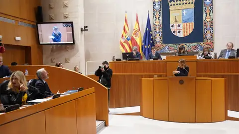 La portavoz del Grupo Parlamentario PSOE, Mayte Pérez, se dirige al presidente de Aragón, Jorge Azcón, en las Cortes La portavoz del Grupo Parlamentario PSOE, Mayte Pérez, se dirige al presidente de Aragón, Jorge Azcón, en las Cortes