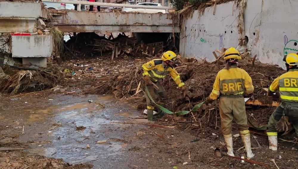 Algunos de los integrantes de la BRIF en una de sus intervenciones los primeros días tras el 29O Algunos de los integrantes de la BRIF en una de sus intervenciones los primeros días tras el 29O