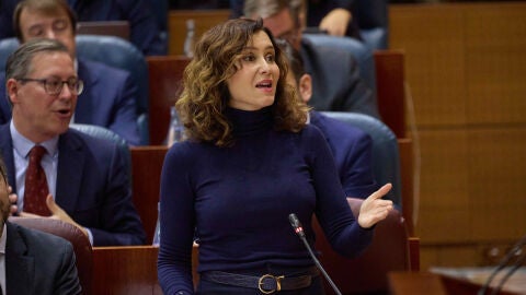 Isabel D&iacute;az Ayuso, presidenta de la Comunidad de Madrid, durante una sesi&oacute;n en la Asamblea 