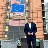 Toni Pérez, alcalde de Benidorm, defendiendo la candidatura en Bruselas